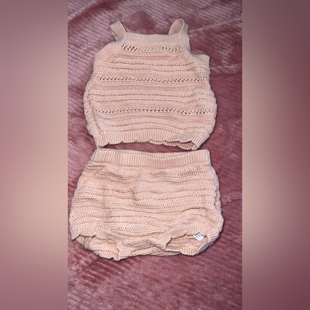 Kids Knitted Bottoms in Cream/Blush color
